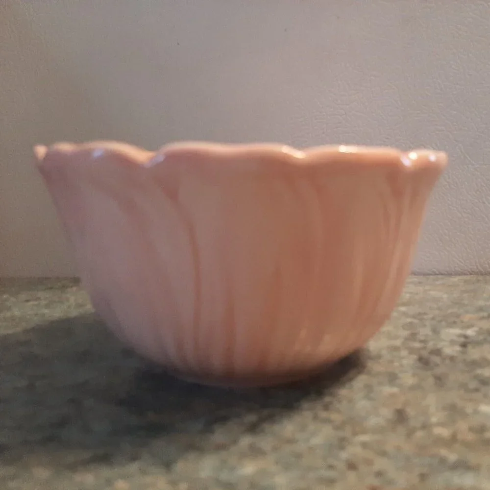 Pier 1 Pink Bowl Earthenware Flower Petals Audrey